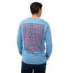 Unisex USA Action Blue Long Sleeve - Back View on Model