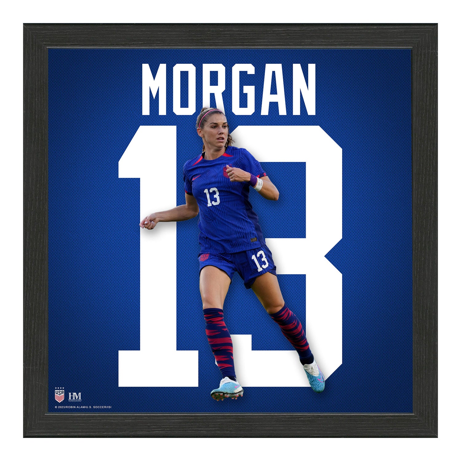 Highland Mint Brenden Aaronson USMNT 13 x Impact Jersey Framed Print