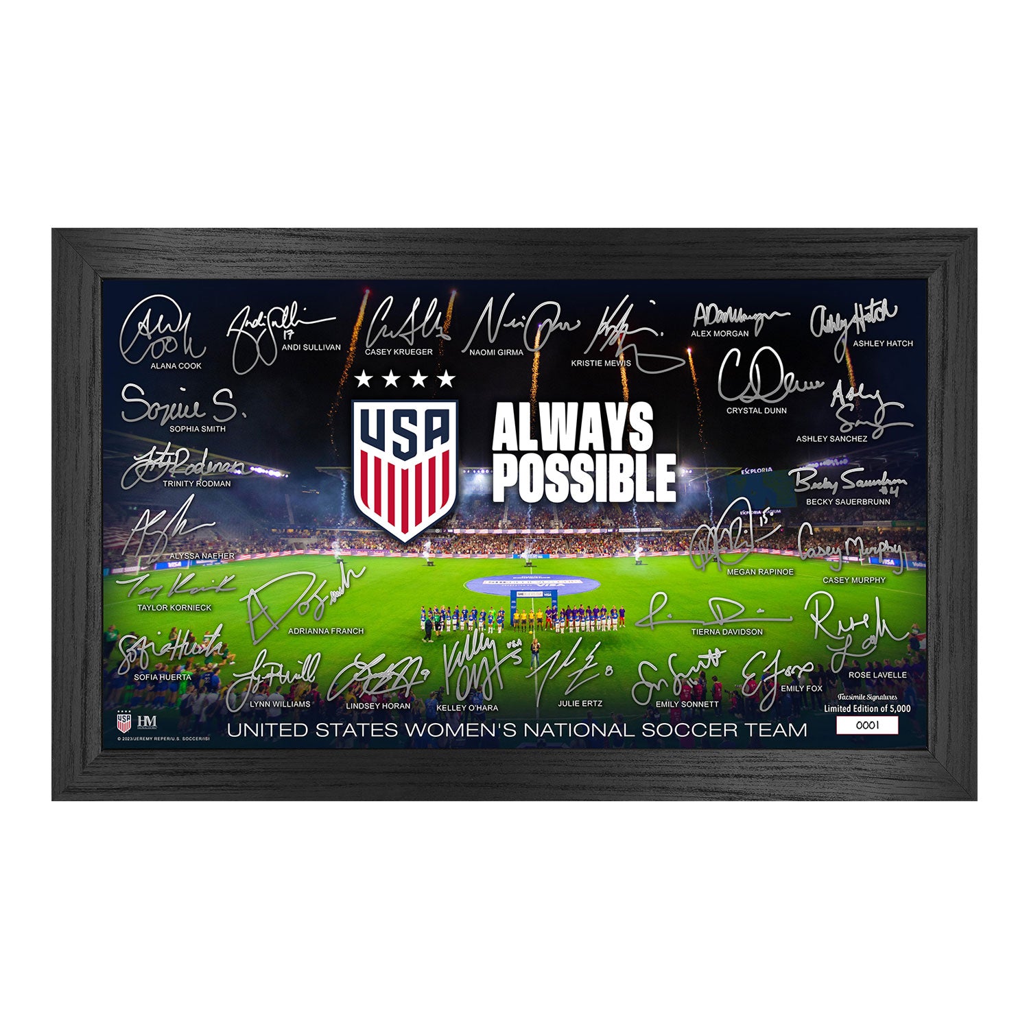 Highland Mint USWNT Alex Morgan #13 Impact Jersey Frame