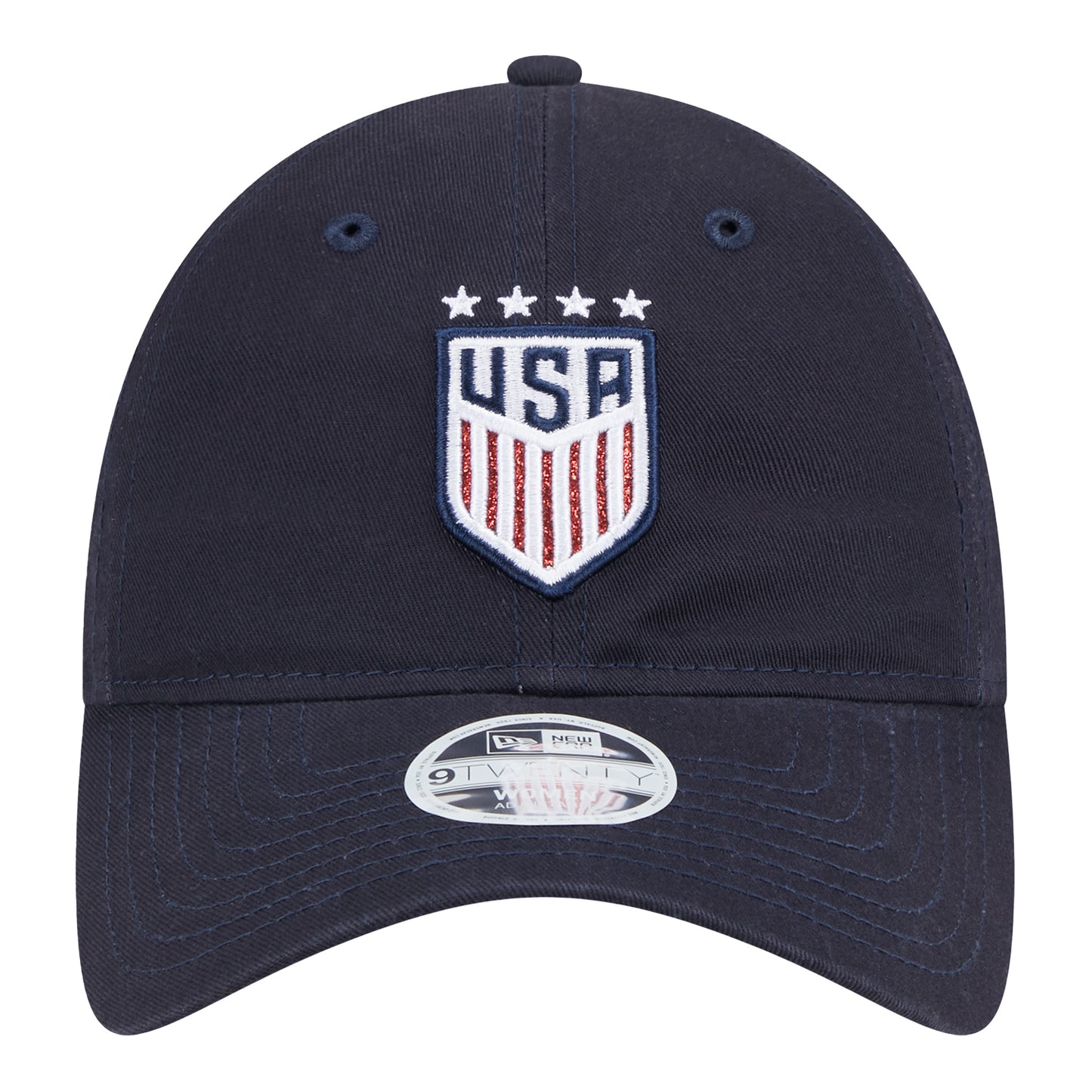 Women's New Era USWNT 9Twenty Glitter Navy Hat - Front View