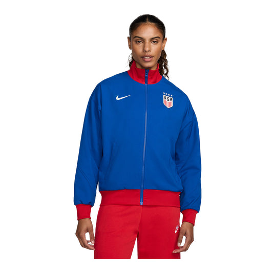 Women's Nike USWNT Strike Anthem Royal Full-Zip Jacket - Front View on Model