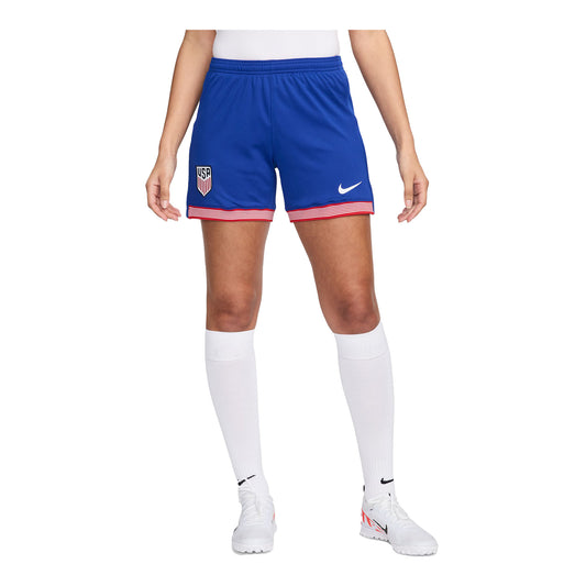 Women's Nike USWNT 2024 Stadium Home Blue Shorts - Front View on Model