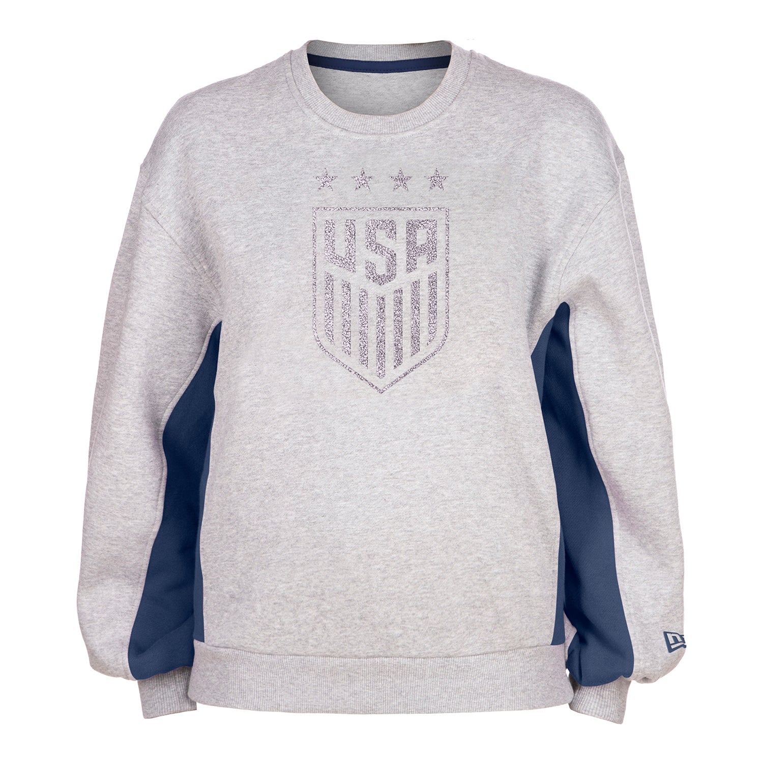 Women's New Era USWNT Balloon Sleeve Grey Crewneck - Front View