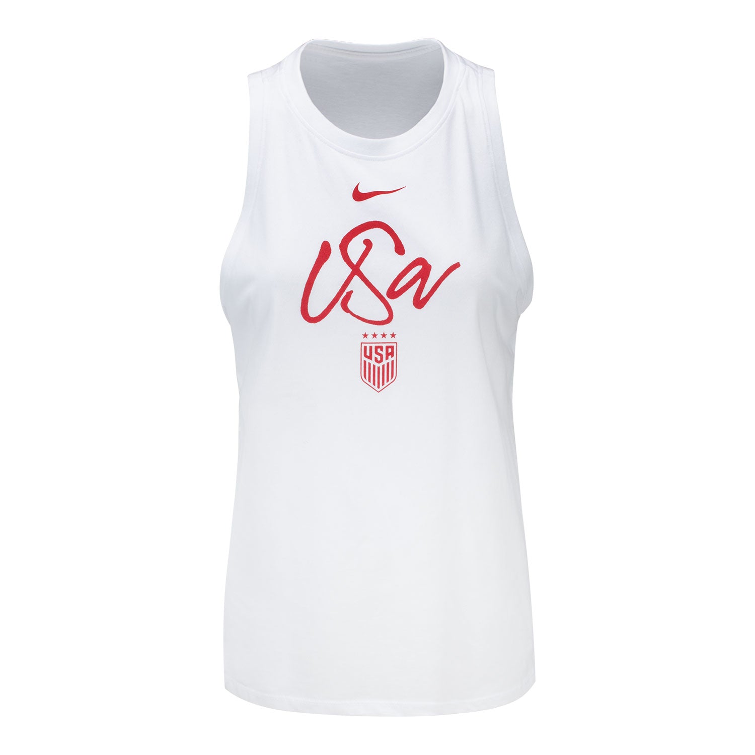 Women's Nike USWNT Script White Tank - Front View