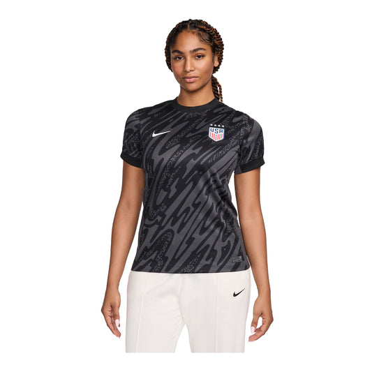 Women's Nike USWNT 2024 Stadium Short Sleeve Goalkeeper Jersey - Front View on Model
