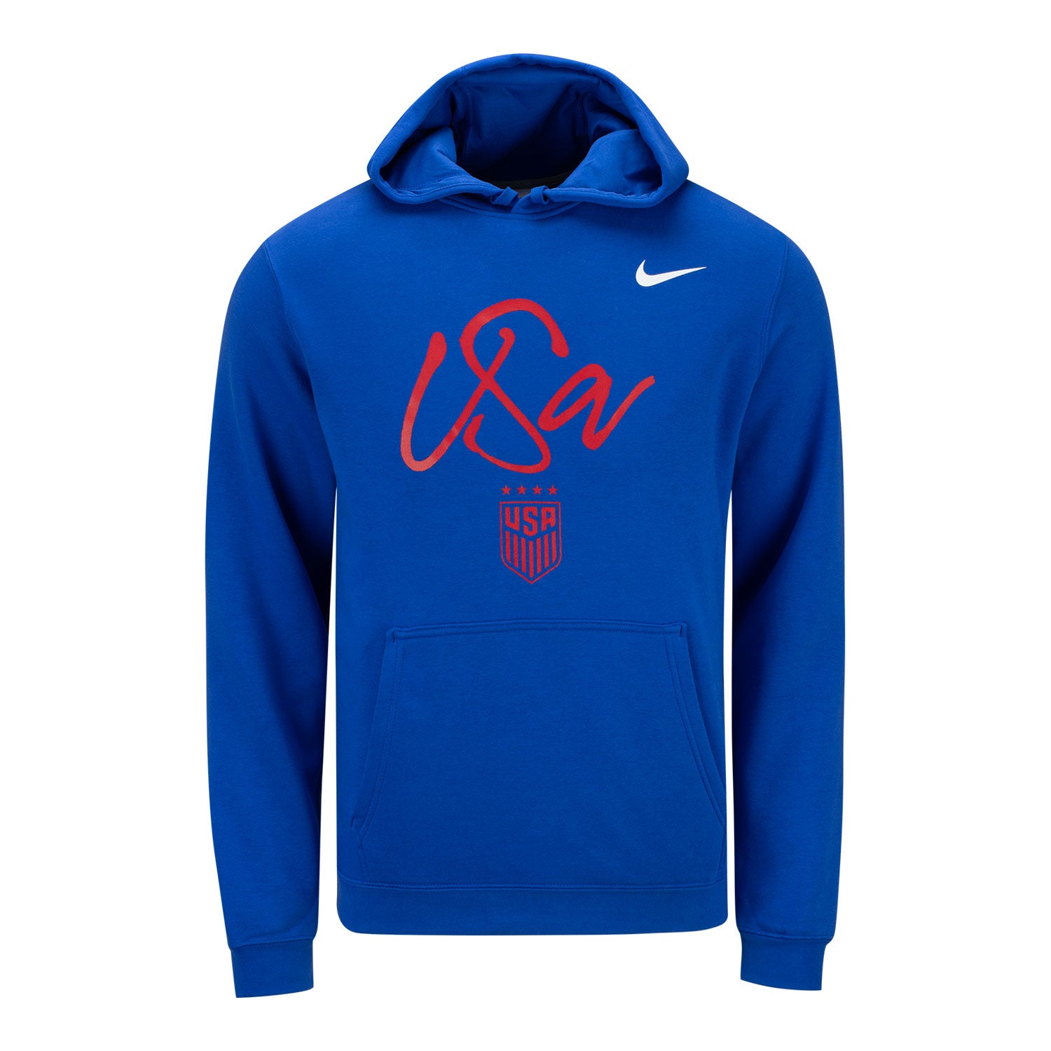 Men's Nike USWNT Script Royal Hoodie in Blue - Front View