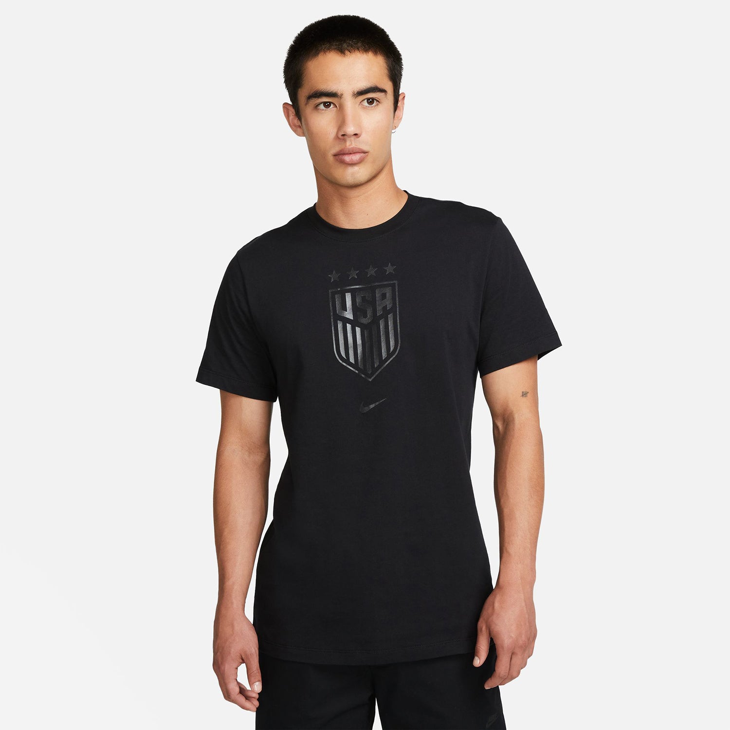 Men's Nike USWNT Black Monochrome Crest Tee - Model View