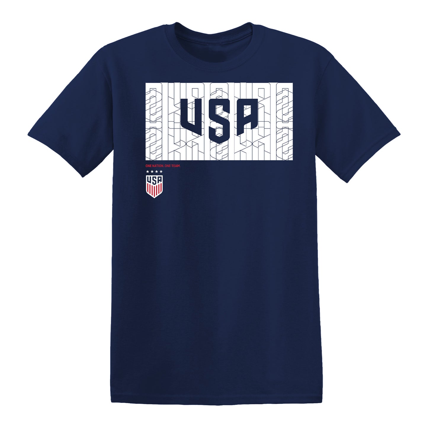 Unisex USWNT Stacked Navy Tee - Front View