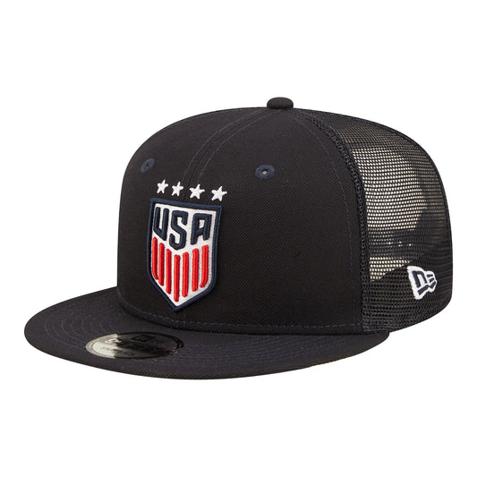 Kids New Era USWNT 9Fifty Trucker Navy Hat - Side View