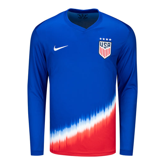 Youth Nike USWNT 2024 American Icon Away Stadium Long Sleeve Jersey - Front View