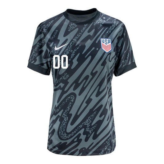Women's Nike USMNT 2024 Personalized Stadium Short Sleeve Goalkeeper Jersey - Front View
