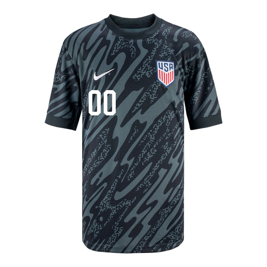Youth Nike USMNT 2024 Personalized Stadium Short Sleeve Goalkeeper Jersey - Front View