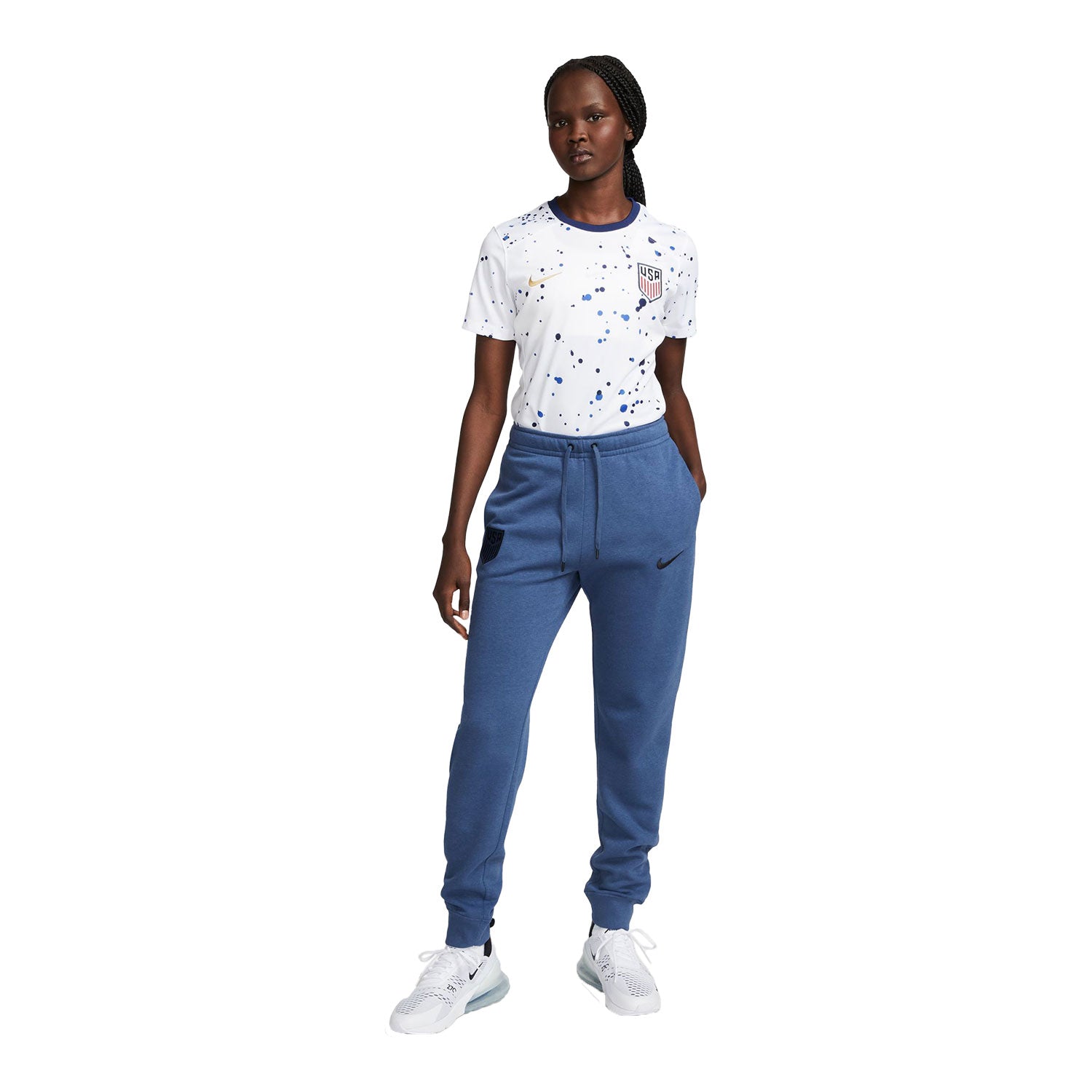 Women's Nike USMNT 2023 Travel Blue Pants - Front View