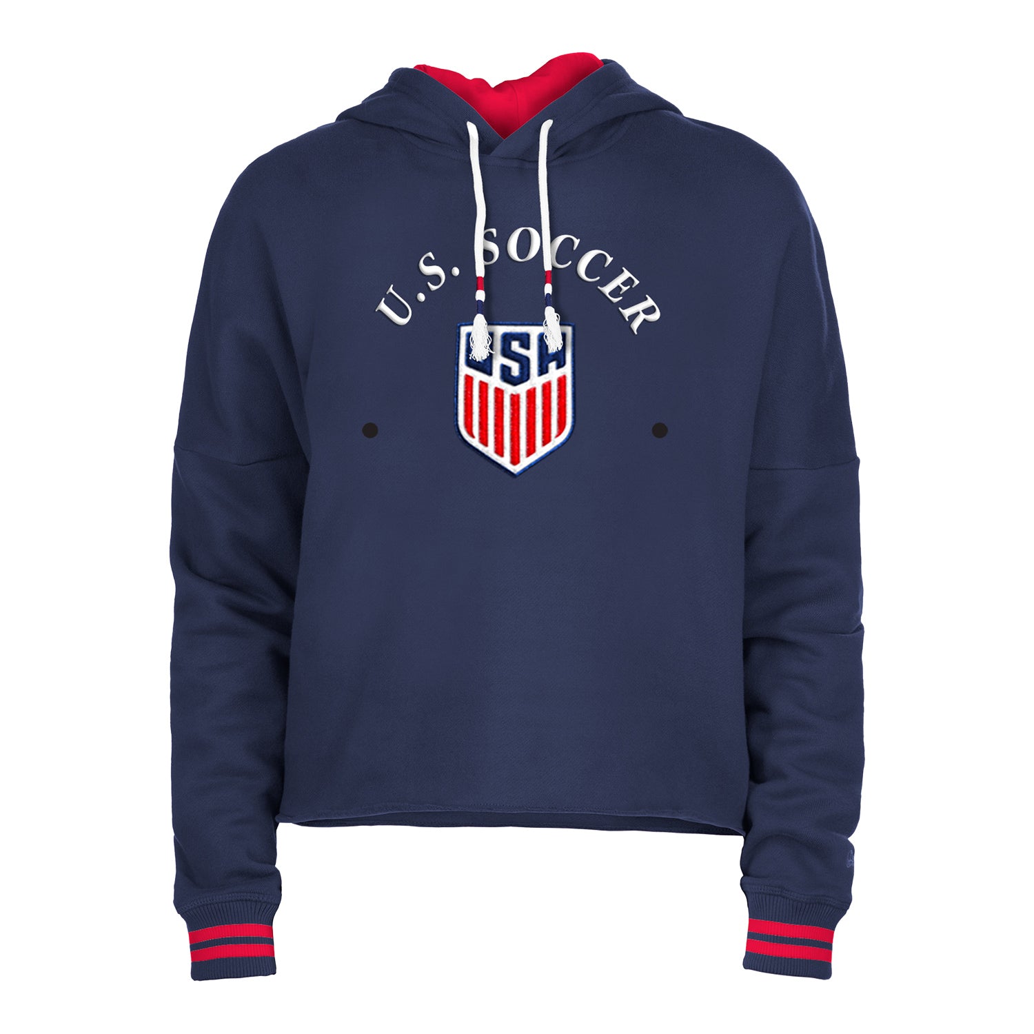 Women's New Era USMNT Fleece Cropped Navy Hoodie - Front View