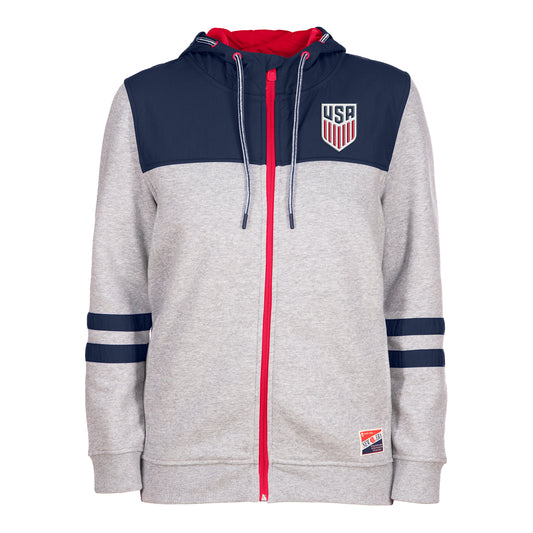Women's New Era USMNT Full Zip Grey Jacket - Front View