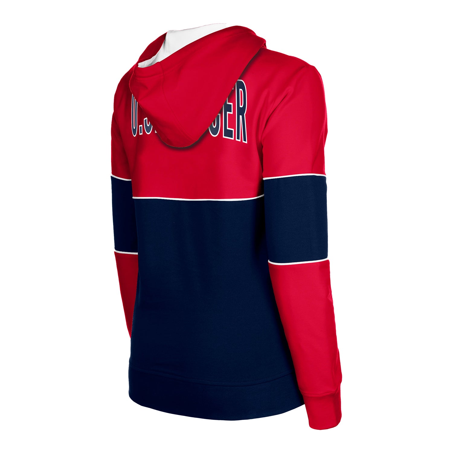 Women's New Era USMNT Full Zip Blocked Red Hoodie - Back Side View