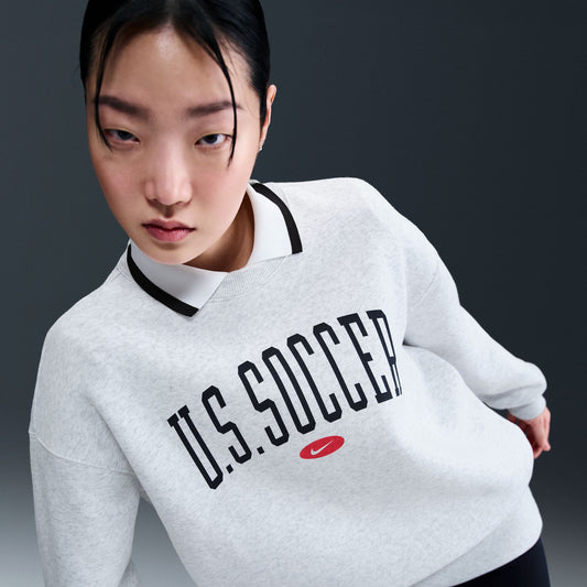 Women's Nike USA Phoenix Fleece Oversized Grey Crewneck