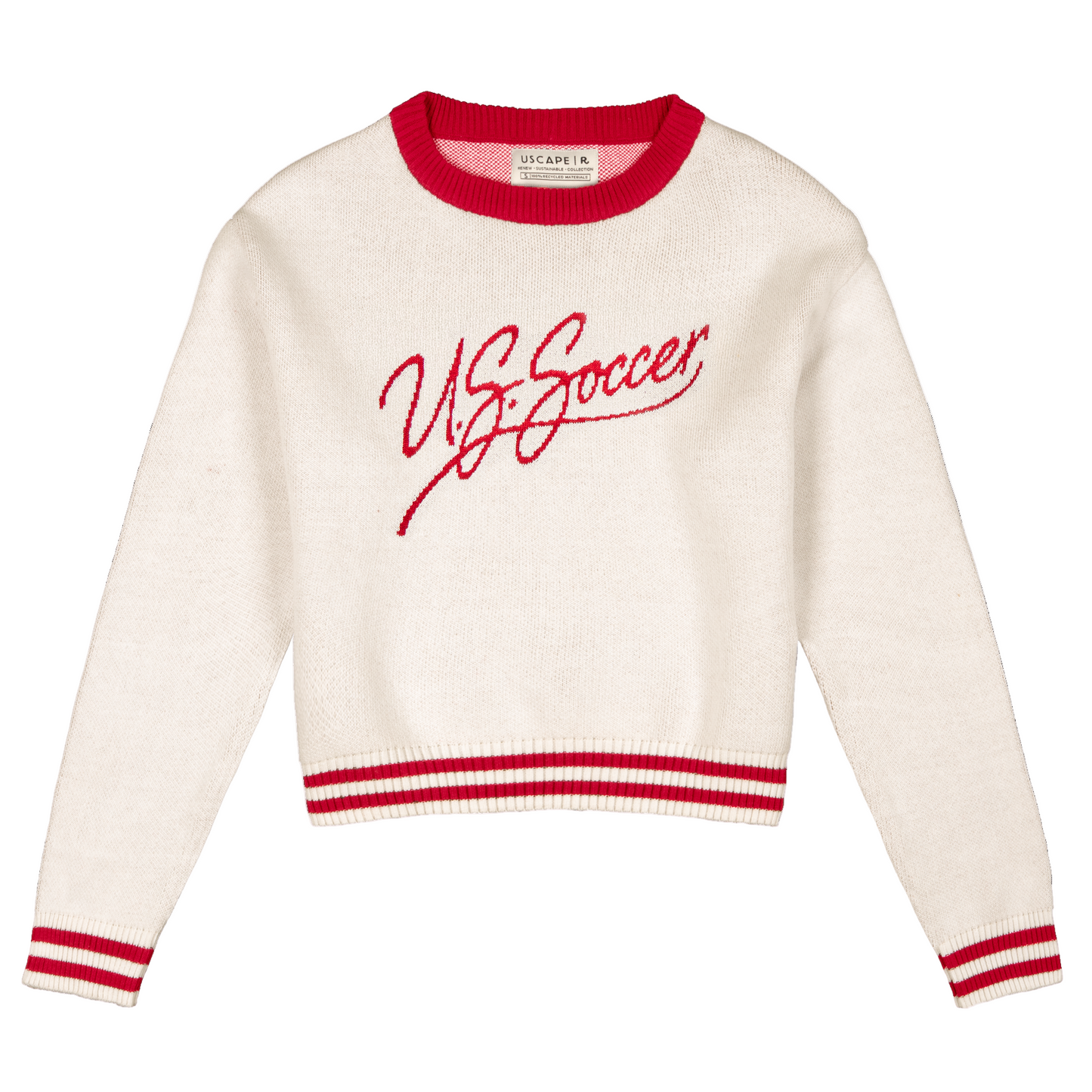 Ladies U.S Soccer Uscape Cream Script Sweater