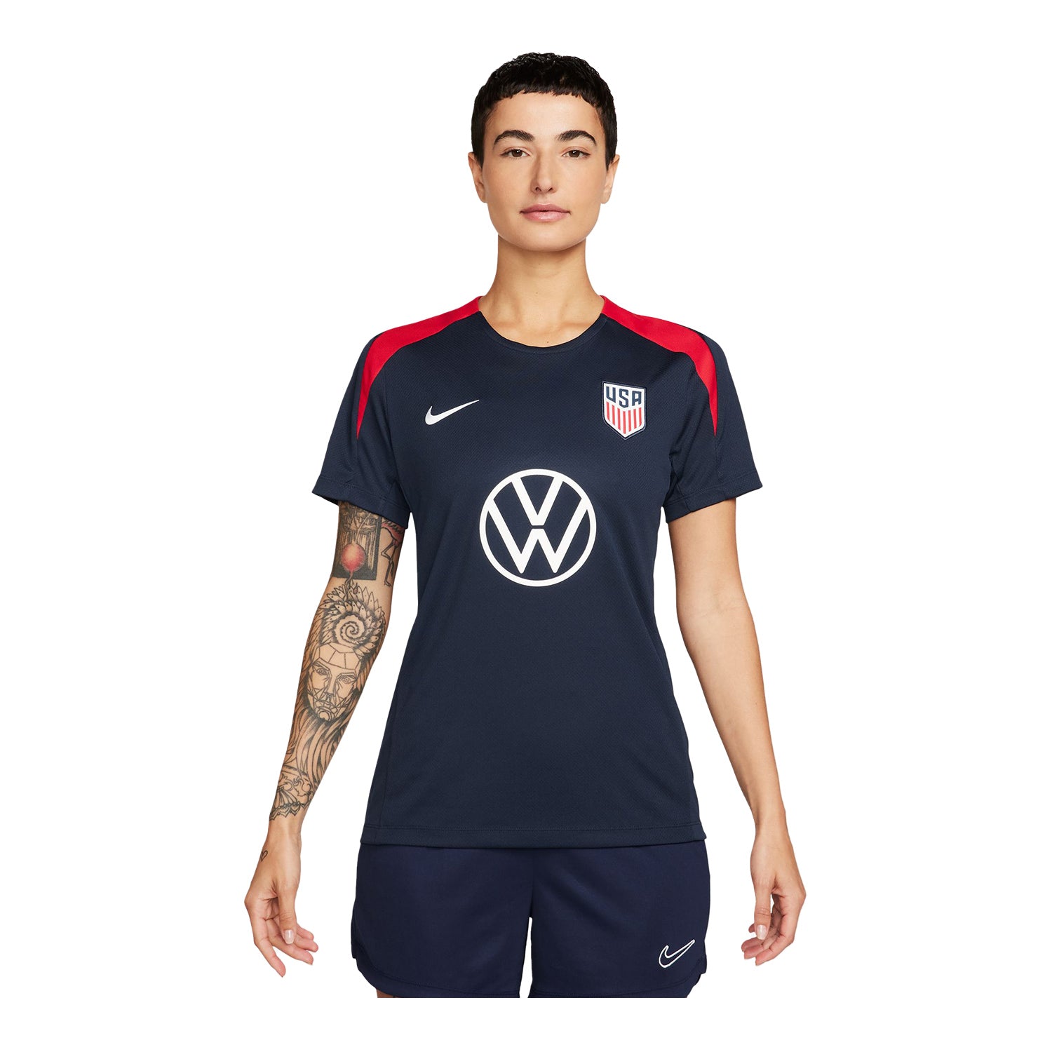Women's Nike USA VW Strike Navy Top - Front View