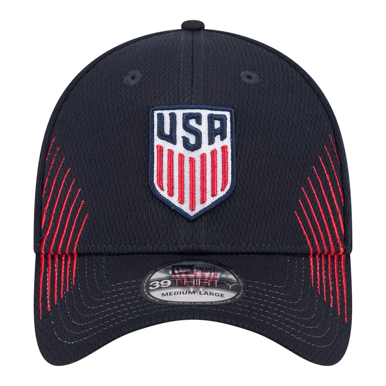 Adult New Era USMNT 39Thirty Active Navy Hat - Front View
