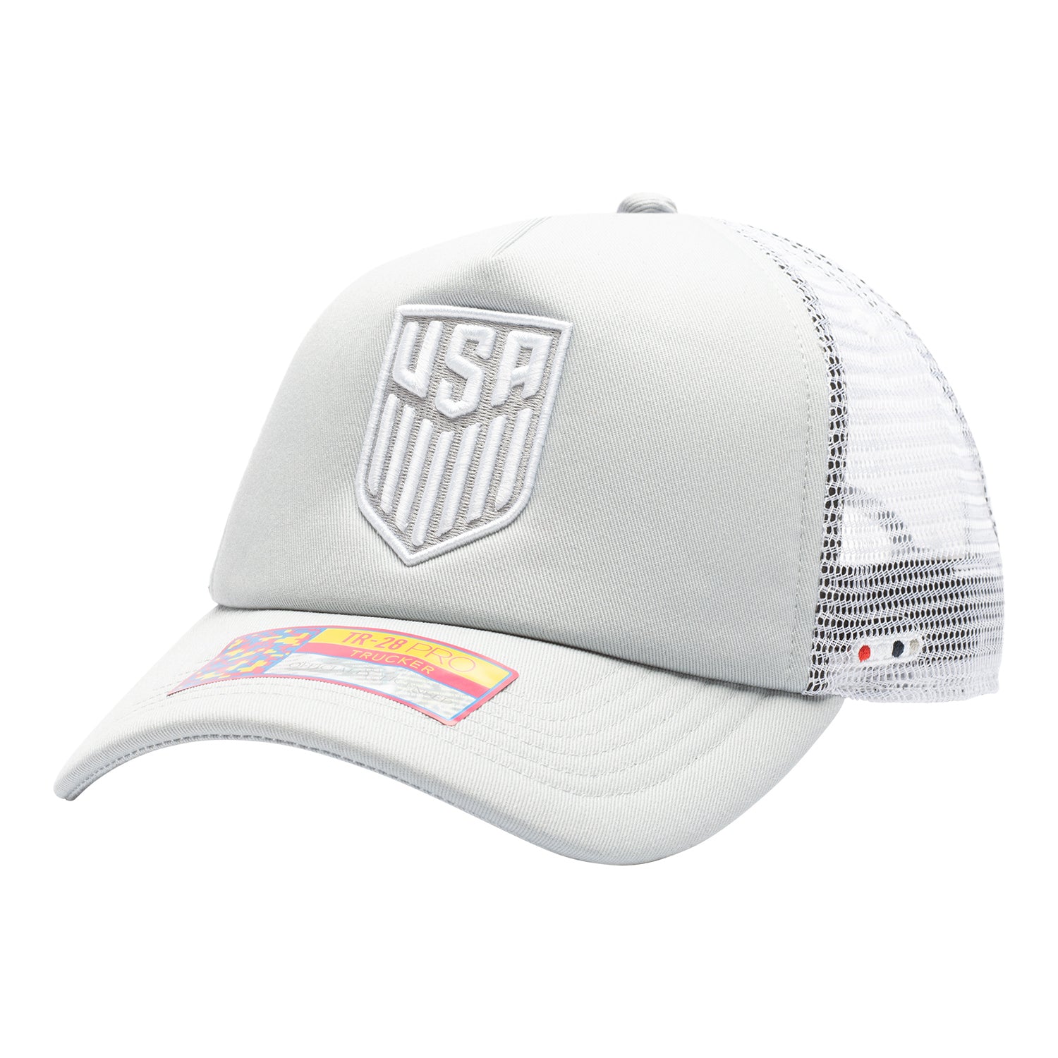 Adult Fan Ink USMNT Fog Grey Trucker Hat - Front View