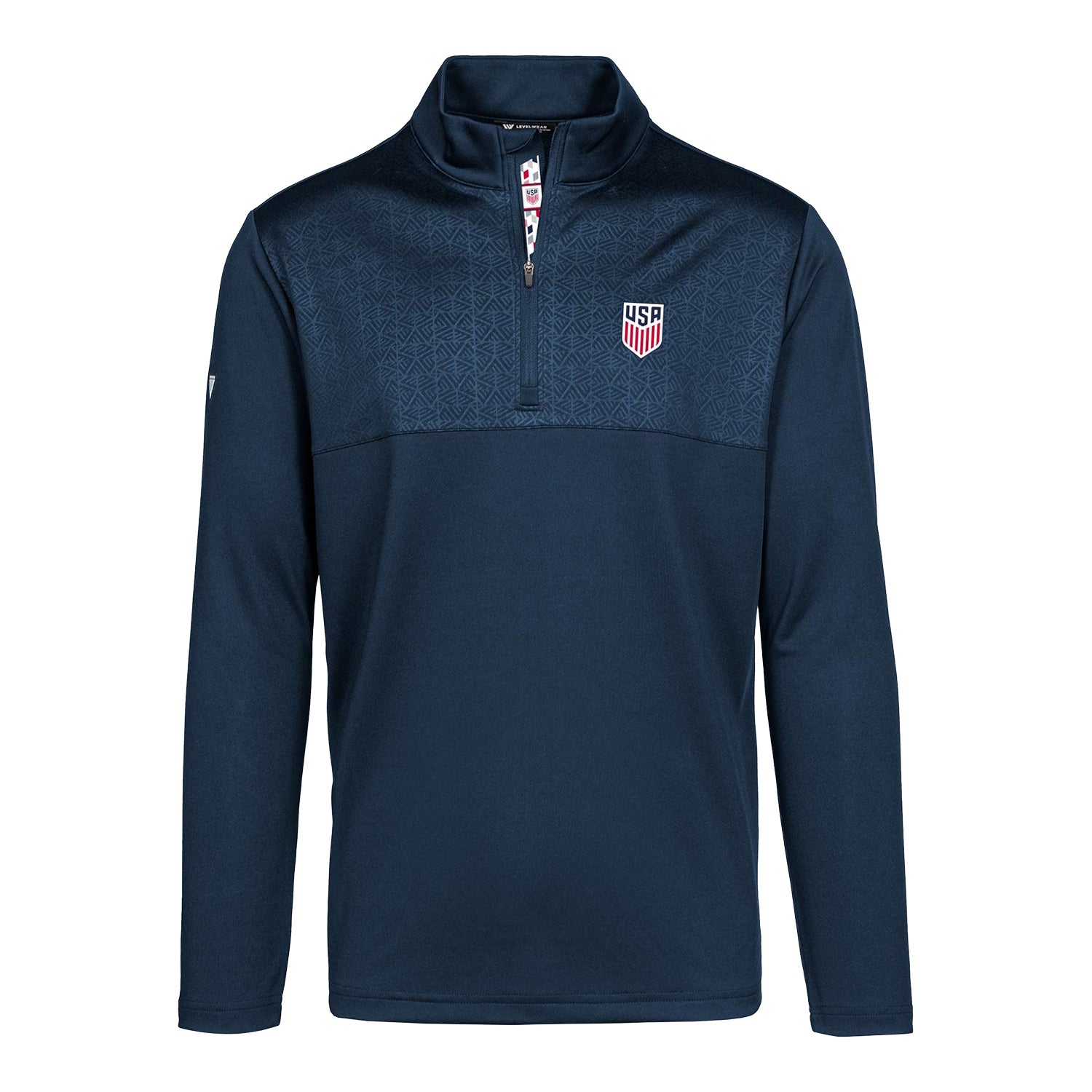 Men's Levelwear USMNT Truth Navy 1/4 Zip - Front View