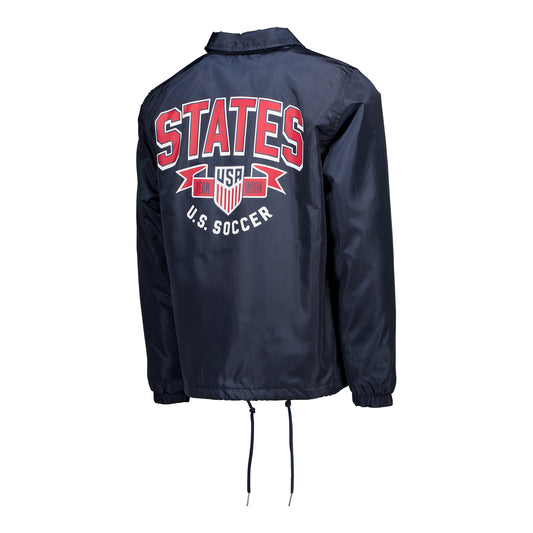 Unisex USA Roots Navy Coaches Jacket - Back View