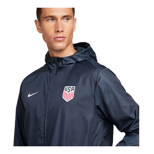 Men's Nike USA Academy Pro HD Navy Rain Jacket - Collar View