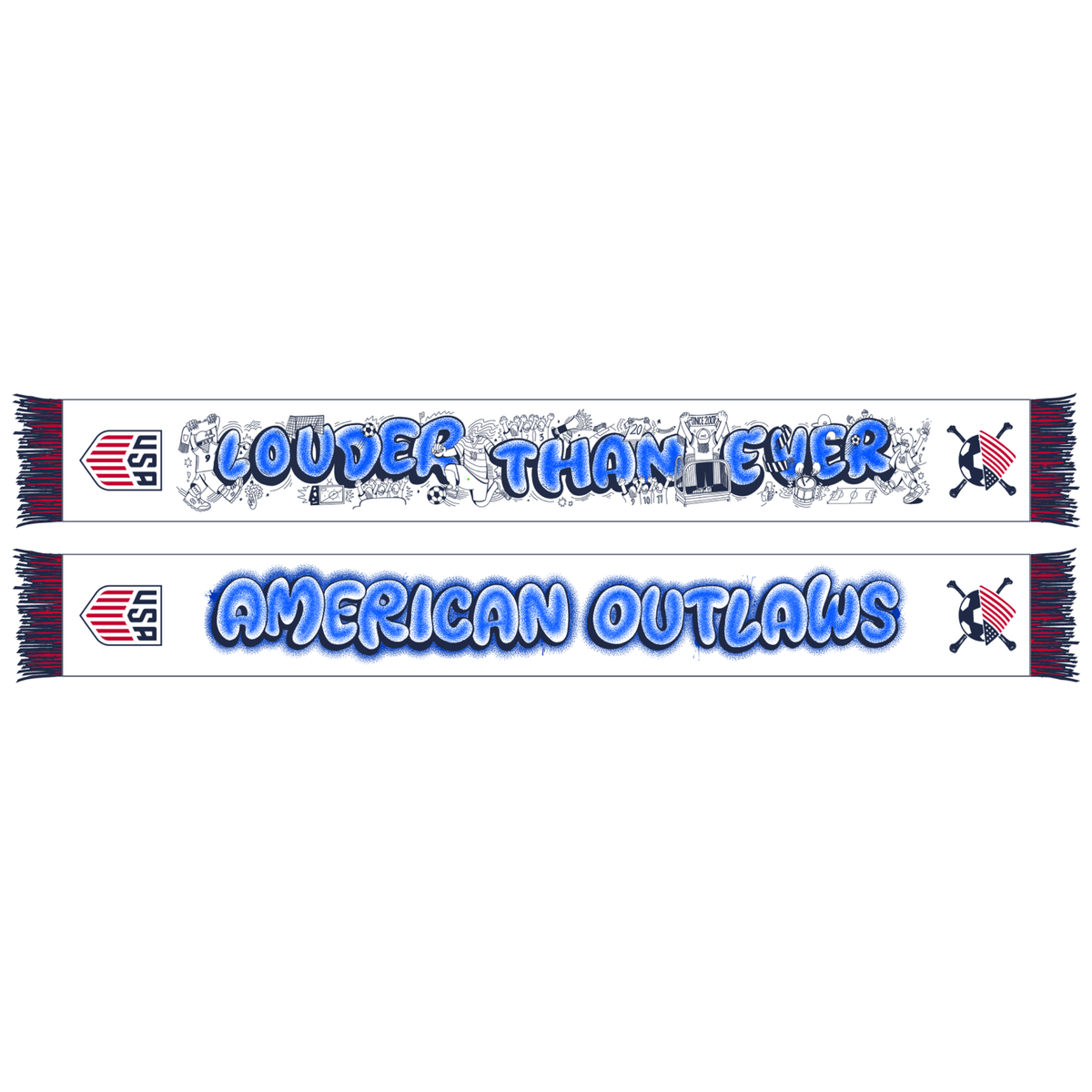 US Soccer Ruffneck 26 American Outlaws Cobrand Scarf-White