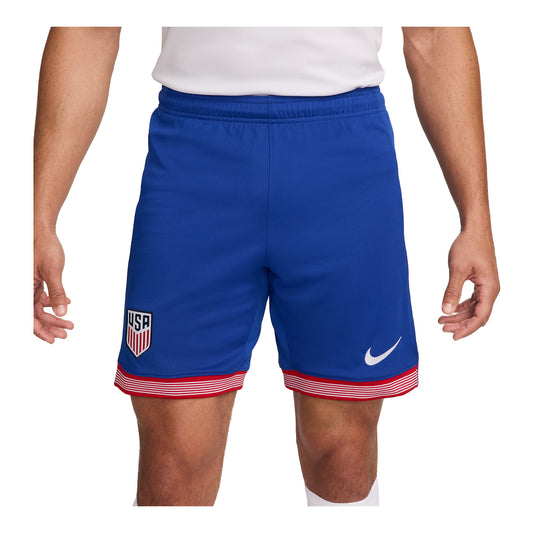 Men's Nike USA 2024 Stadium Home Blue Shorts - Front View Close-up