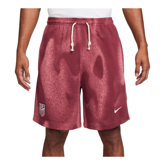 Men's Nike USA 8 Inch Red Fleece Shorts - Front View