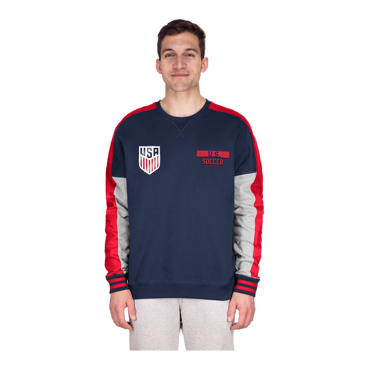 Men's New Era USMNT Navy Split Crewneck - Front View