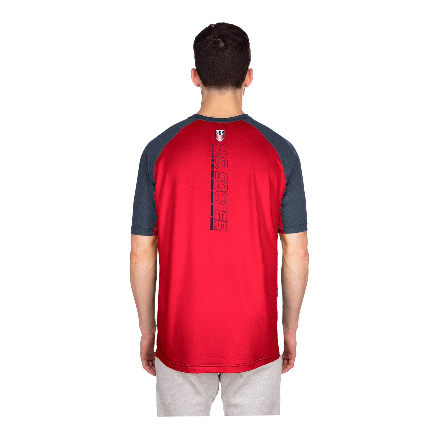 Men's New Era USMNT Brushed Heather Navy Tee - Back View