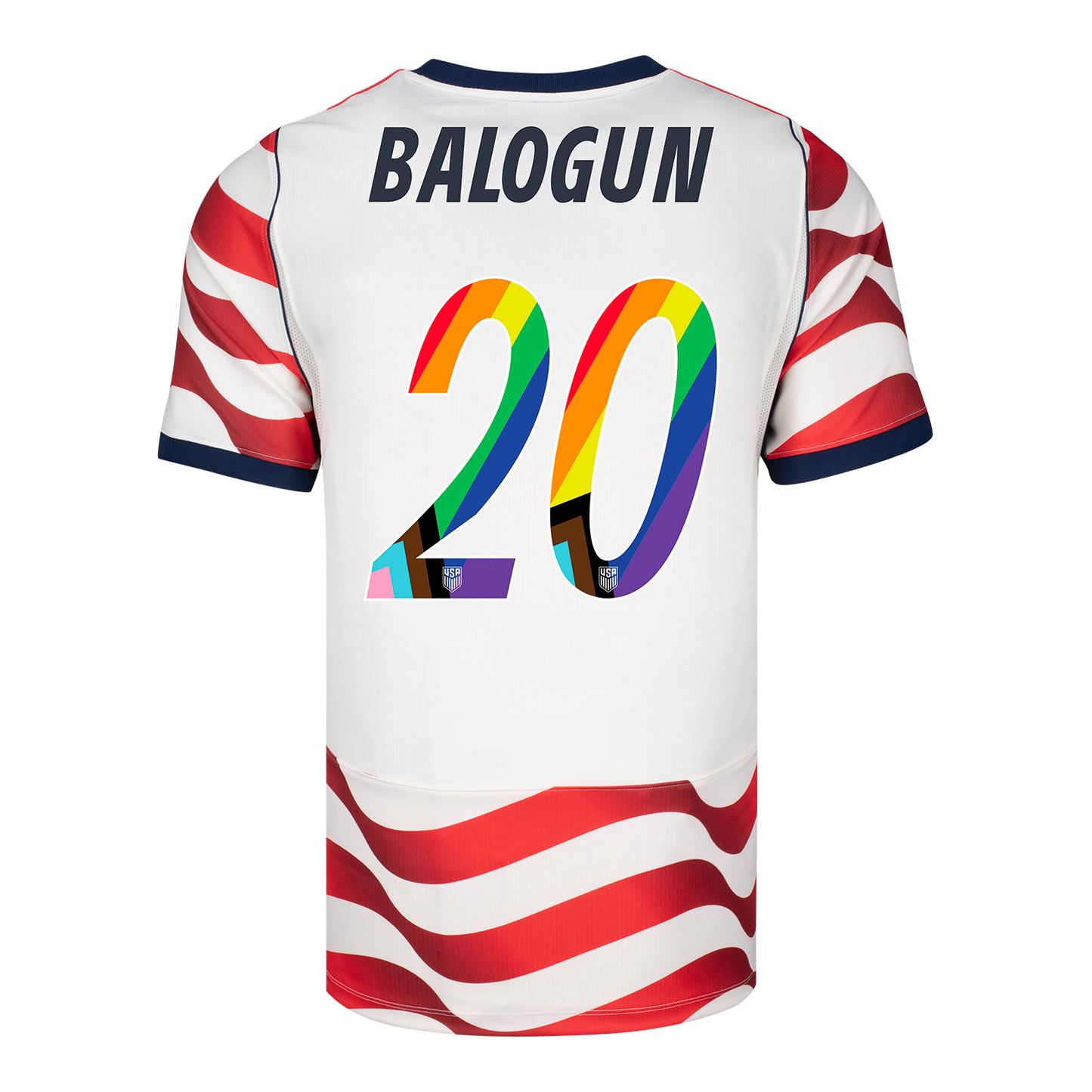 Men's Nike USMNT 2026 Folarin Balogun Pride Home Replica Jersey - Stripes