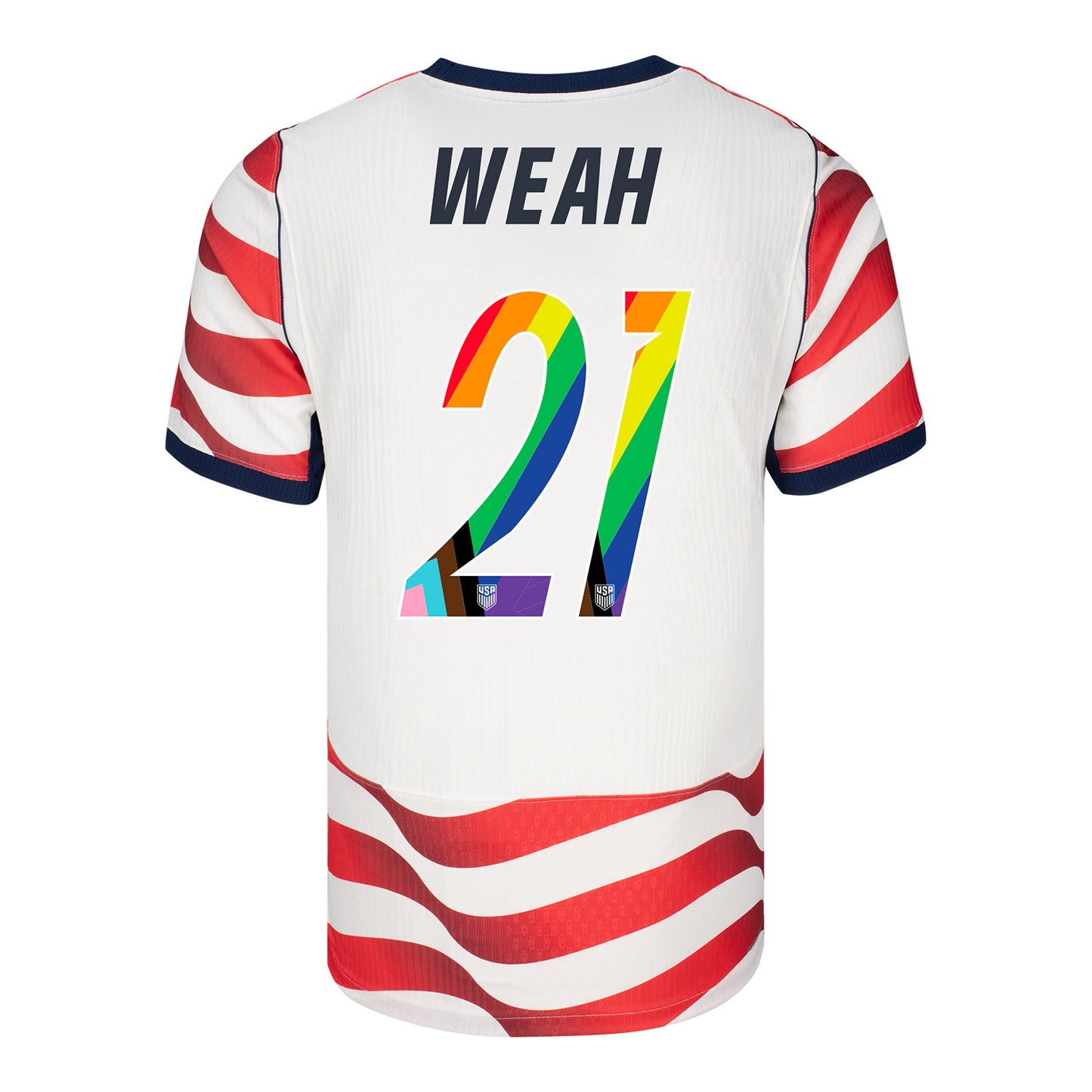 Men's Nike USMNT 2026 Timothy Weah Pride Home Stadium Jersey - Stripes