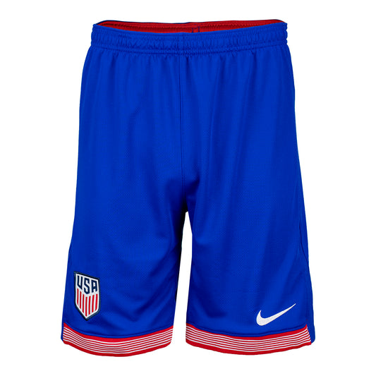 Youth Nike USA 2024 Stadium Home Blue Shorts - Front View