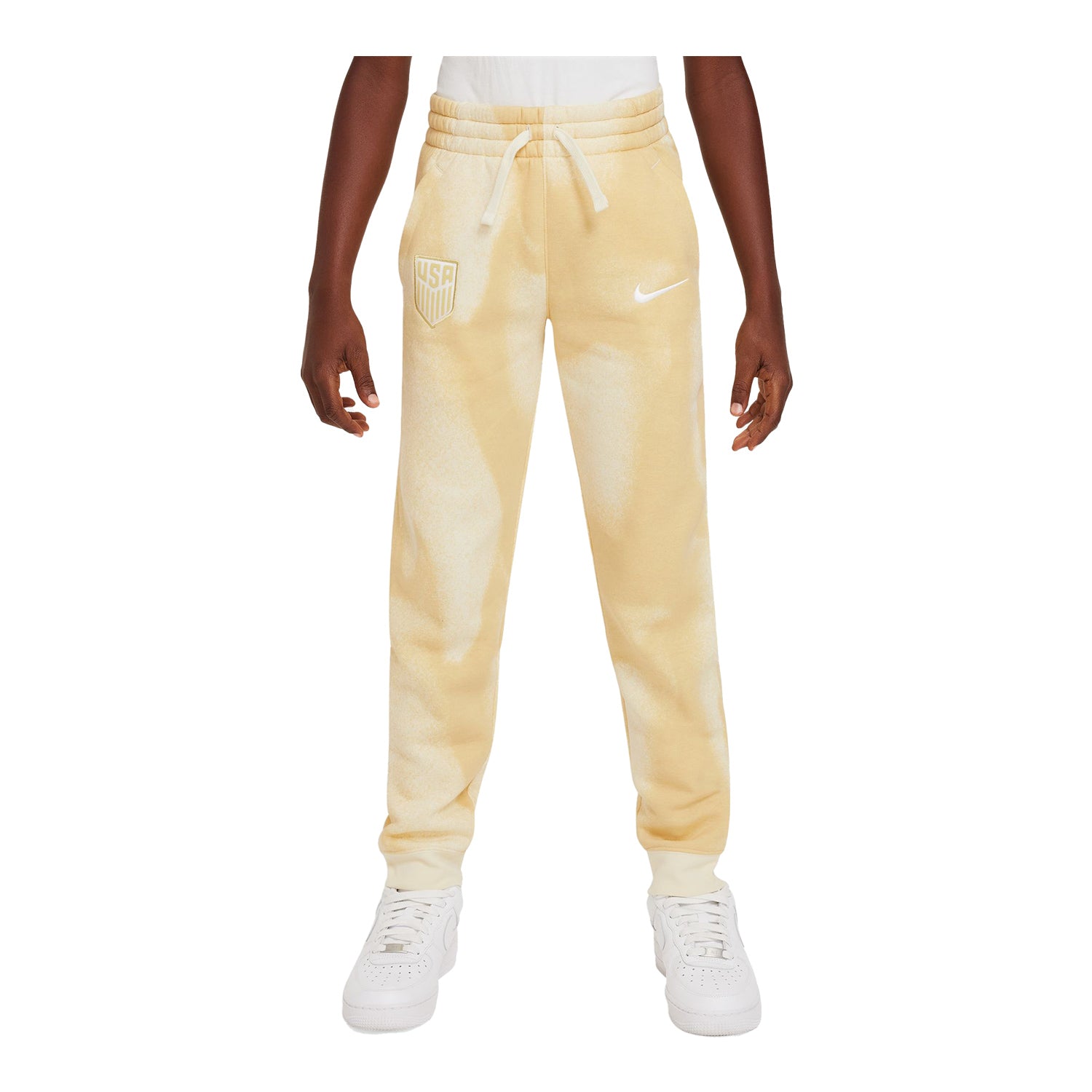 Youth Nike USA Club Yellow Joggers - Front View