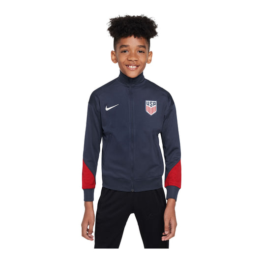 Youth Nike USA Strike Navy Track Jacket - Front View