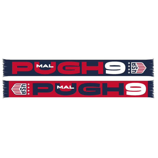 Ruffneck USWNT Pugh 9 HD Knit Scarf in Navy and Red - Front and Back View