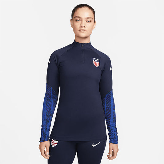 Women's Nike USA 1/4 Zip Strike Navy Drill Top - Front View