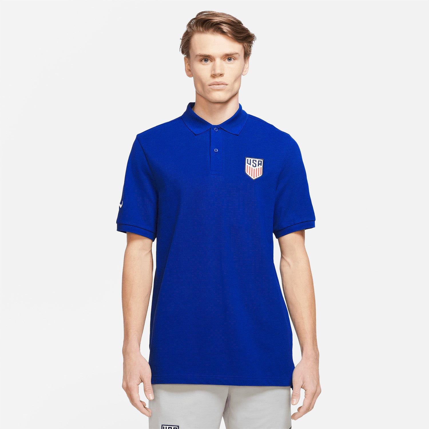 Men's Nike USA Classic Style Polo in Blue - Front View