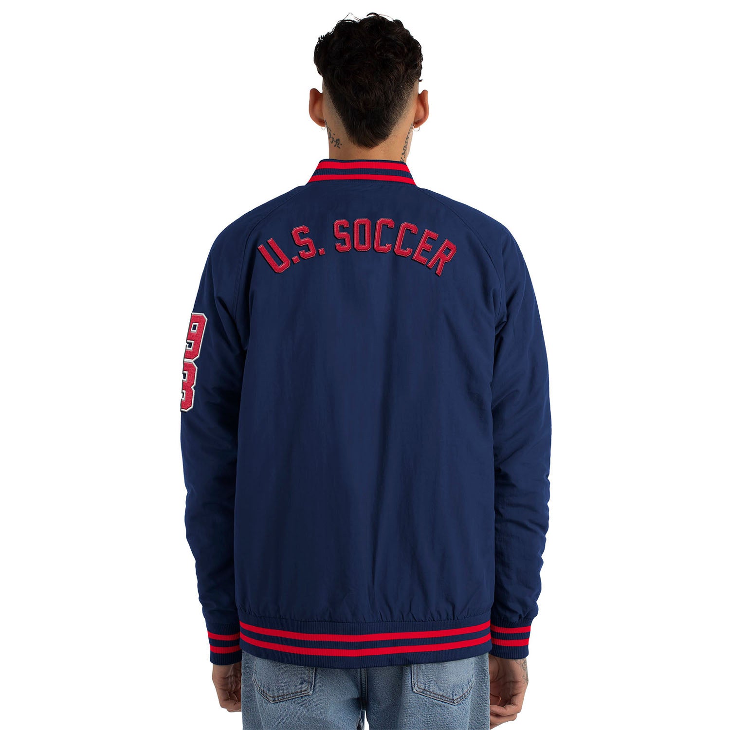 Men's New Era USMNT Front Snap Nylon Navy Jacket - Back View