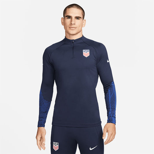 Men's Nike USA 1/4 Zip Strike Navy Drill Top - Front View