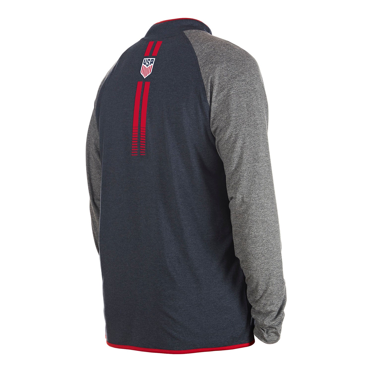Men's New Era USMNT 1/4 Zip Navy/Grey Pullover - Back/Side View