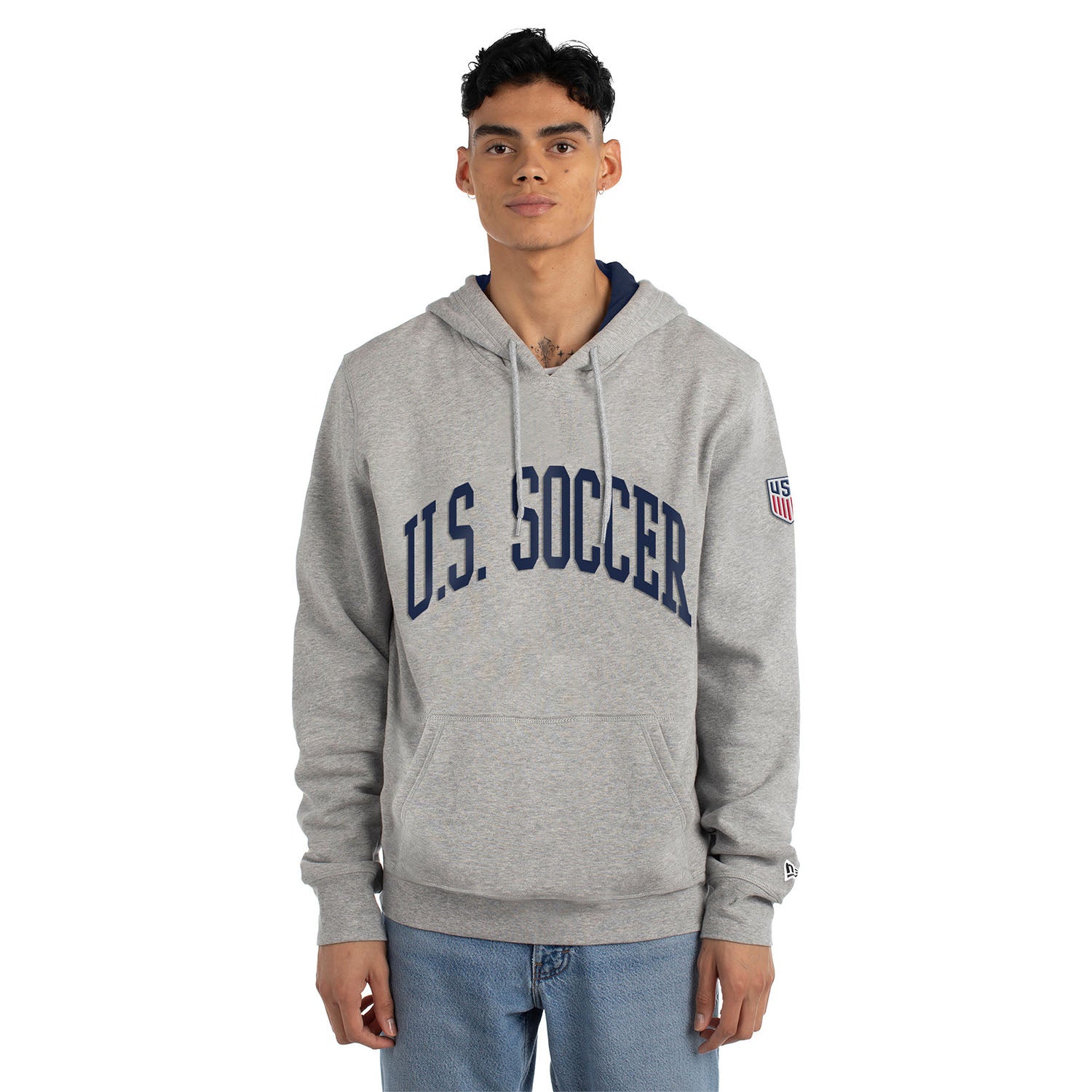 Men's New Era USMNT Arch Grey Pullover Hoodie - Front View