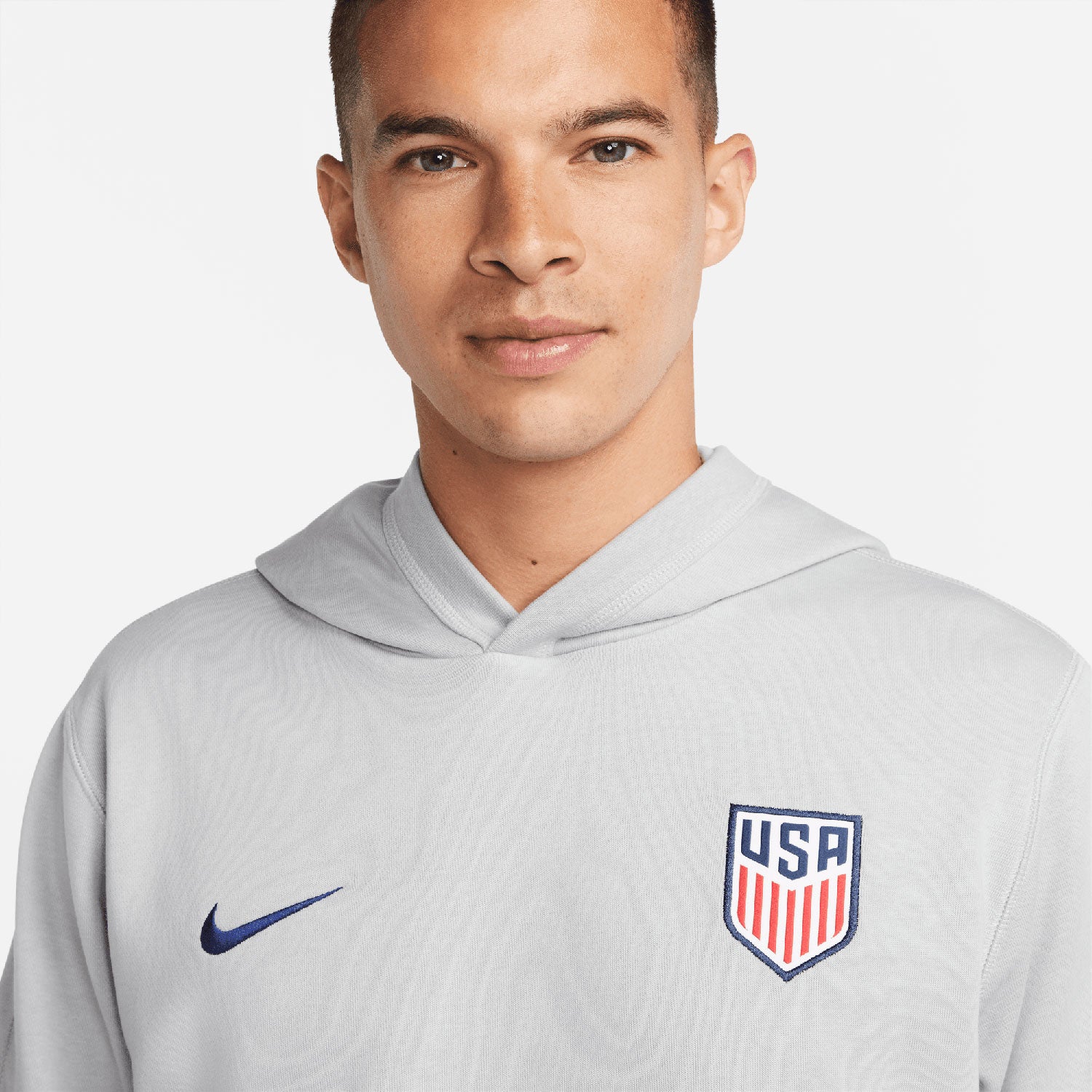 Men's Nike USA Fleece Travel Hoodie - Logo Close Up View