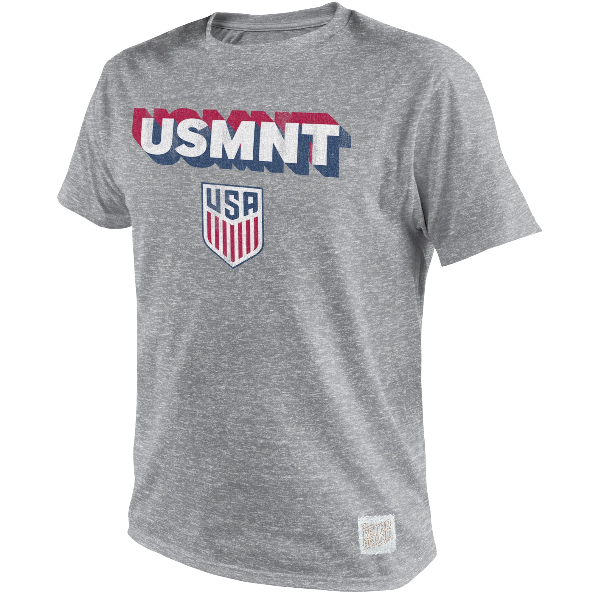 Men's Original Retro Brand USMNT Shadow Gray Tri-Blend Tee - Front View