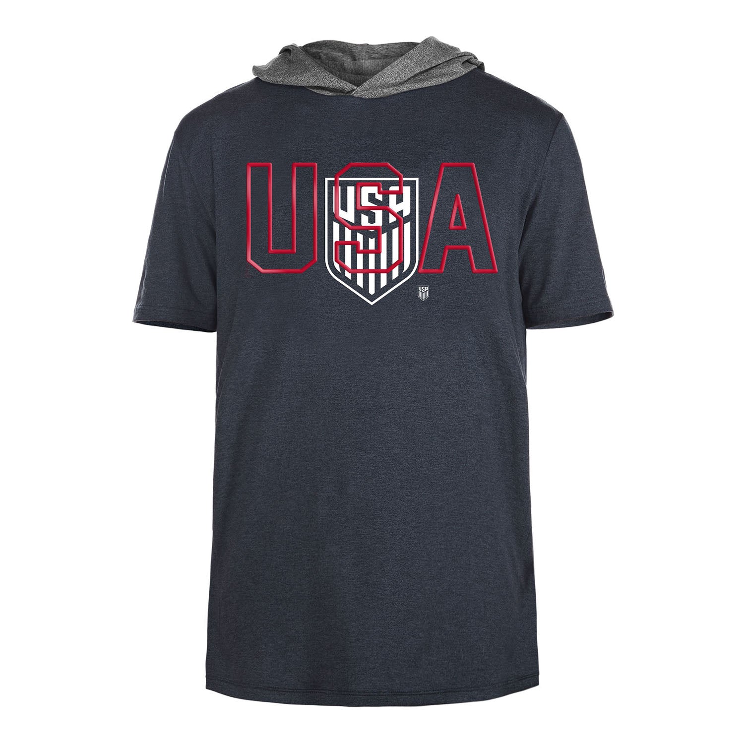 Men's New Era USMNT Active Short Sleeve Hoodie in Navy - Front View