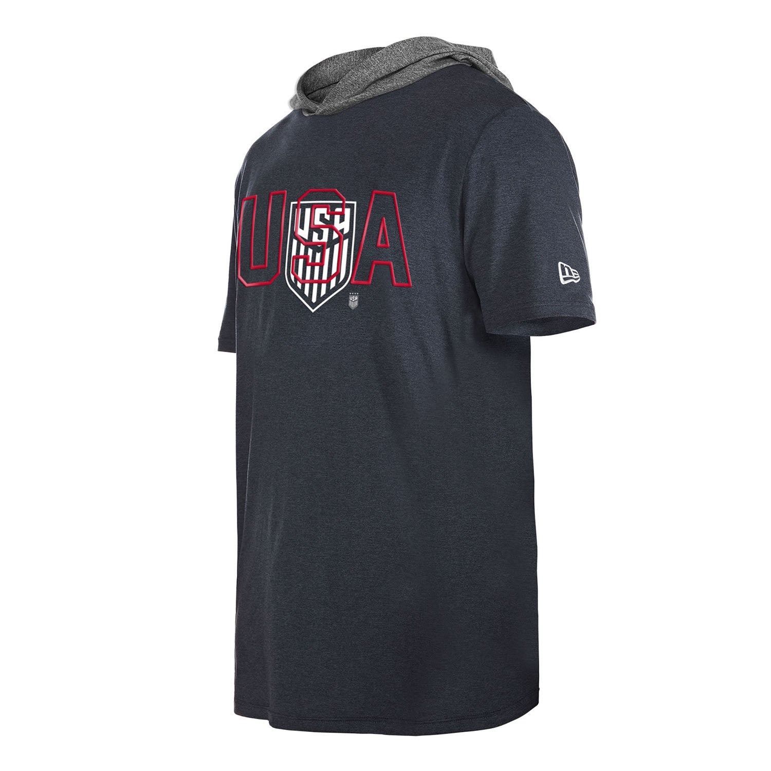 Men's New Era USMNT Active Short Sleeve Hoodie in Navy - Side View