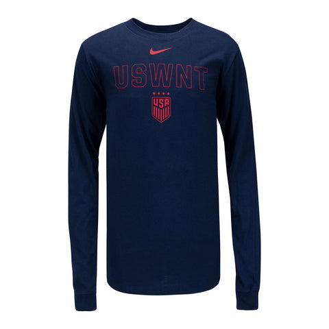 Youth Nike USWNT Outline Navy Long Sleeve Tee - Official U.S. Soccer Store